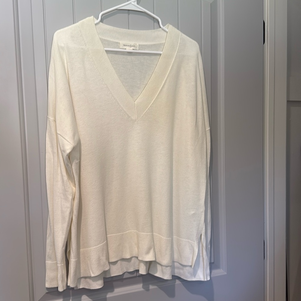 Treasure & Bond V-neck cream colored sweater